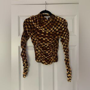 Black and gold dice Urban Outfitters high neck long sleeve top